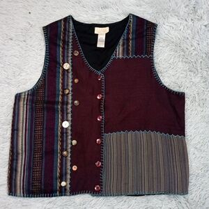 Vintage  Cedar Canyon Vest‎ Womens L Purple Boho Gypsy Cottage Core Button Up